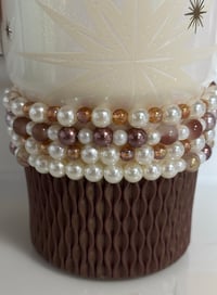 Image 3 of Starlight Shimmer Gold, Champagne, and Cream Tumbler Bracelet Stack