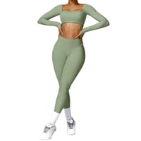 Image 4 of Long Sleeve Crop Top Yoga Set