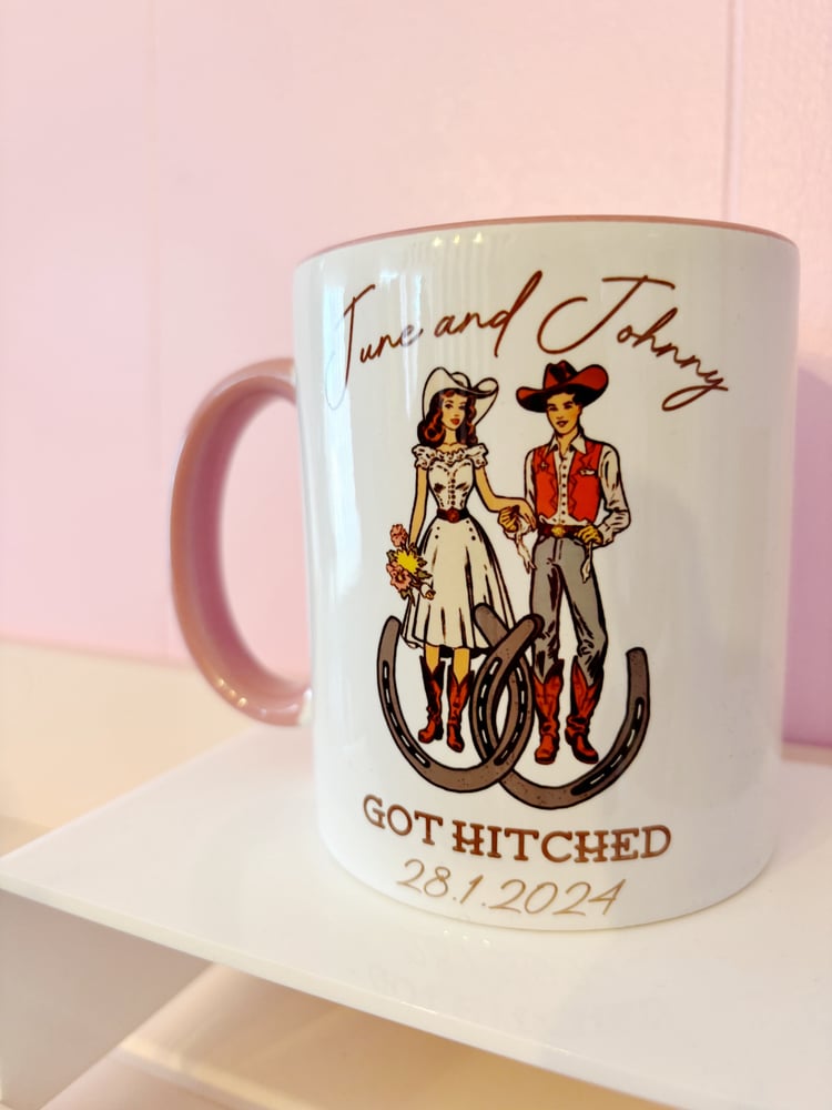 Image of Hitched personalised mugs 