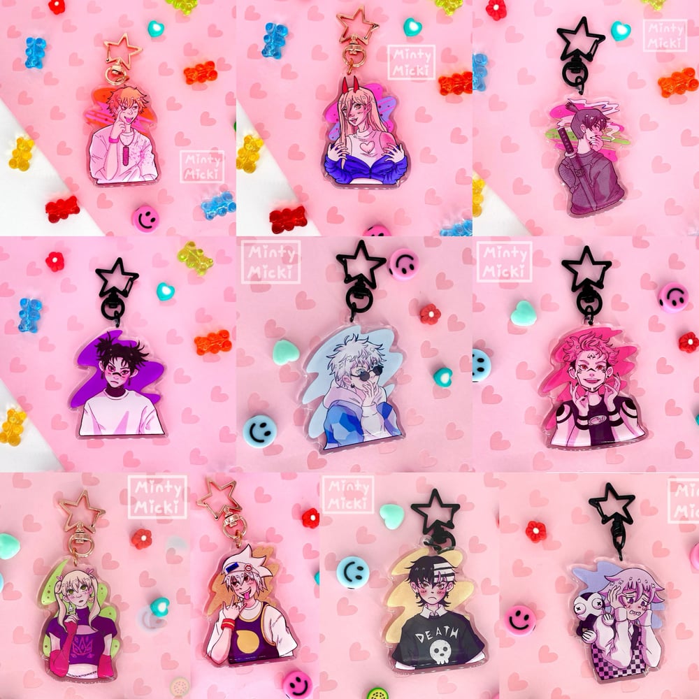 Image of 2.5" Anime Character Acrylic Epoxy Charms 