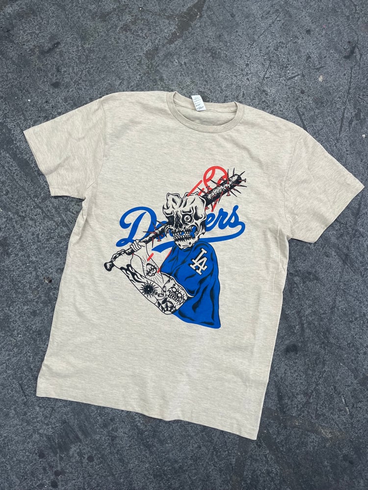 Image of bleed blue T ( oatmeal Heather) 