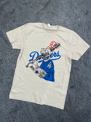 Image of bleed blue T ( oatmeal Heather) 