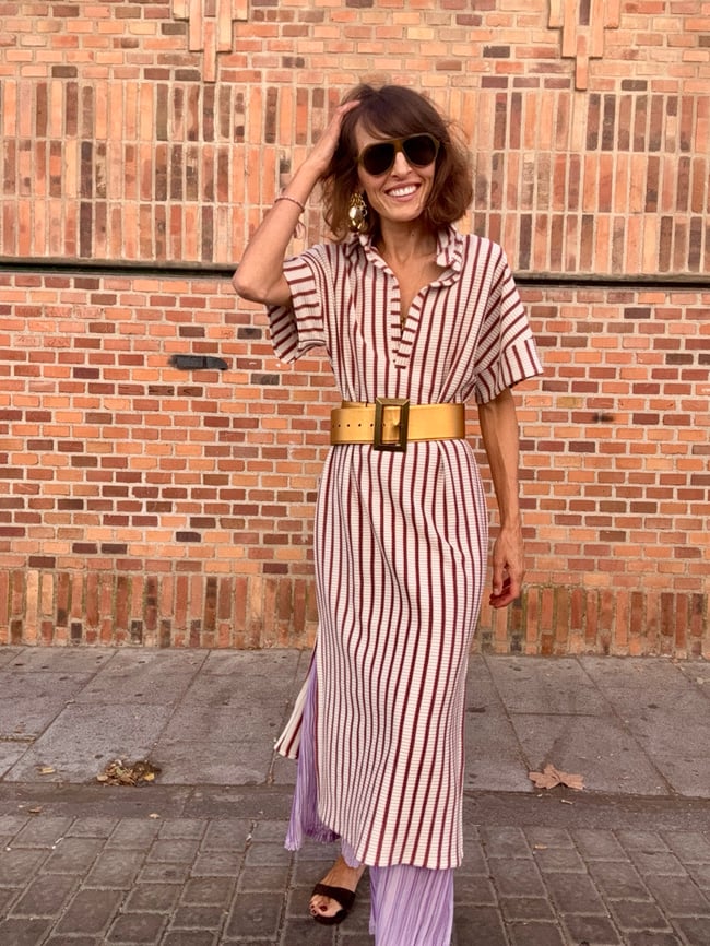 BROWN STRIPES KNIT KAFTAN