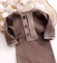 Image 2 of Newborn boys romper Alex | chocolate brown