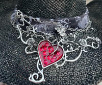 Image 3 of Black Cowboy Hat Gray Bandana and Silver & Red Heart Band