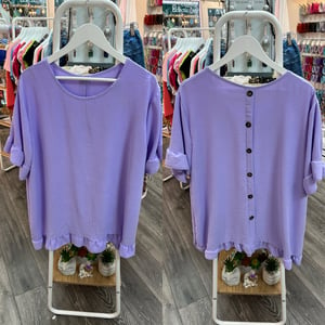 Image of Frill Sleeve Button Back Blouse