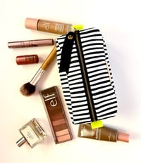Image 5 of B&W striped boxy makeup bag
