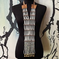 Image 2 of Sm Dentalium Breastplate Necklace (gold & crystal)