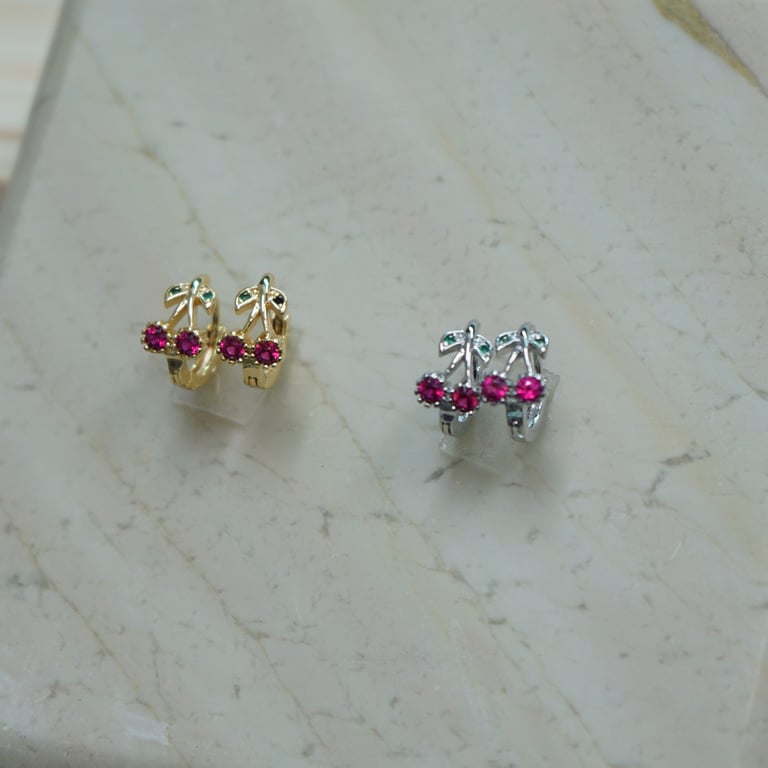 dainty cherry huggies Image 3