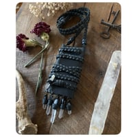 Image 1 of Wrap Pouch Necklace in Midnight Grey Leather 