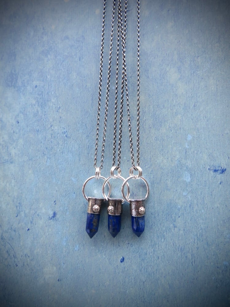 Kael 'Pathfinder' Point Pendant - Handmade Sterling Silver and 9ct Gold set with Lapis Lazuli