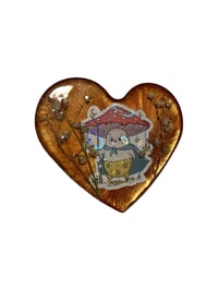 Image 1 of Cognac Shroomie Heart with Baby’s Breath 