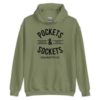 Image 1 of "POCKETS & SOCKETS" - Since 1975 Light Unisex Hoodie / Black Text (see color options)