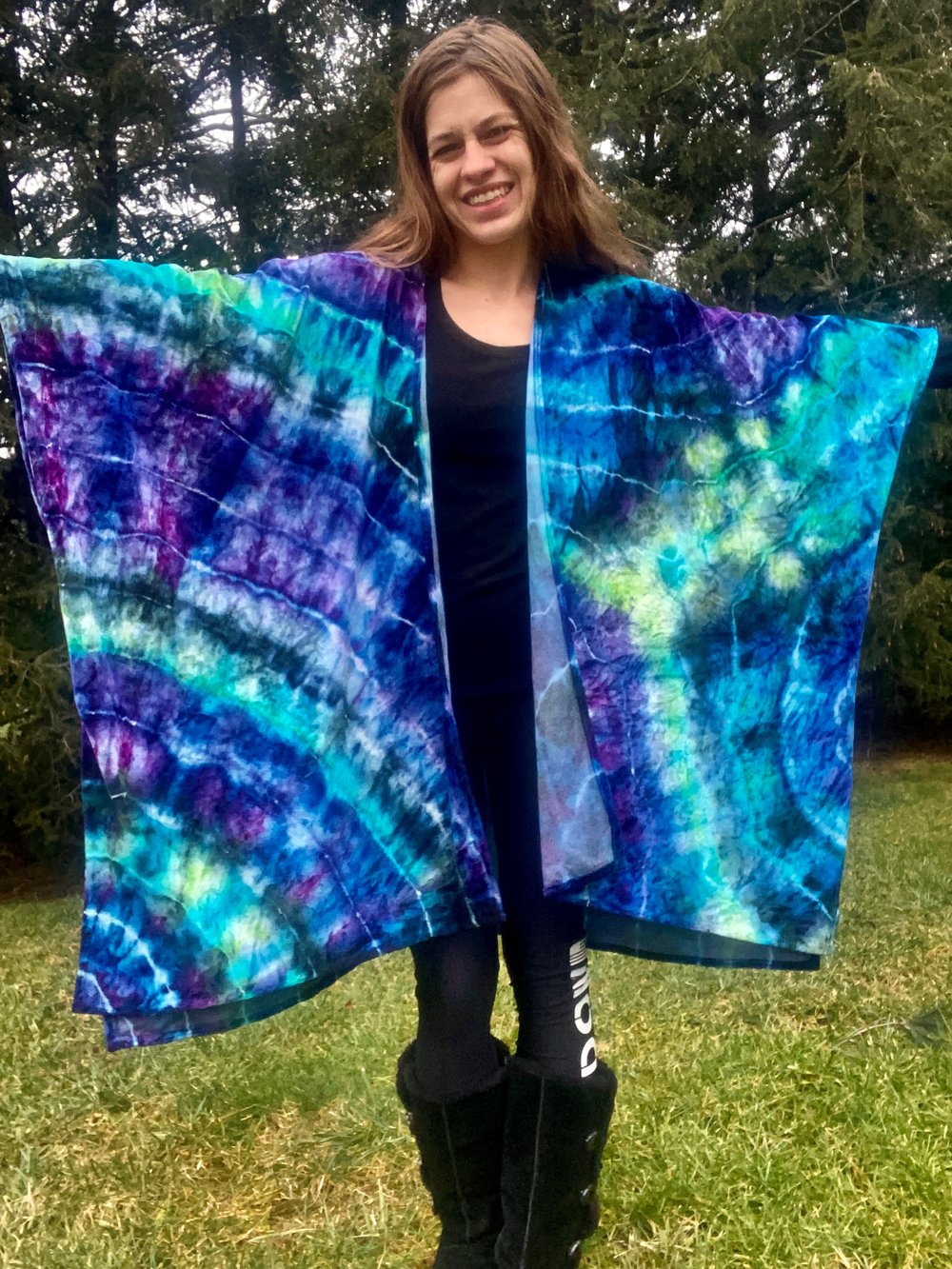 Image of (Free Size) Painted Fish Bamboo Velour Kimono