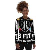 Image 1 of BOSSFITTED Black and Colorful Logo AOP Long Sleeve Women's Compression Shirt 