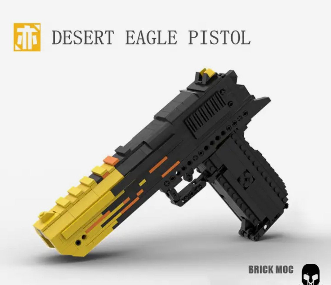 Image of Single Shot Desert Eagle Pistol Building Blocks Can Shoot MOC Gun