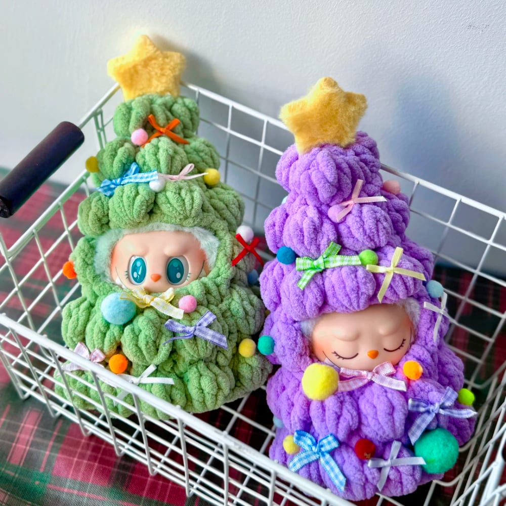 Image of Handmade Crochet Christmas Tree Clothing for 1.0/3.0 Labubu Outfit Doll DIY Accessories Christmas Ha