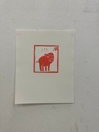 Image 2 of Piglet Linocut print 