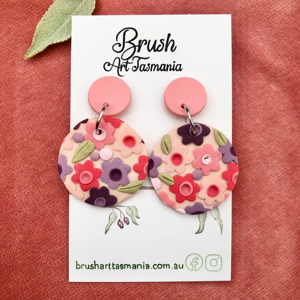 Pink and Purple Flower Earrings