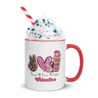 Image 5 of Valentine, Peace, Love Coffee Mug with Color Inside