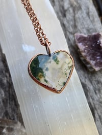 Image 1 of Electroformed Moss Agate heart necklace 01