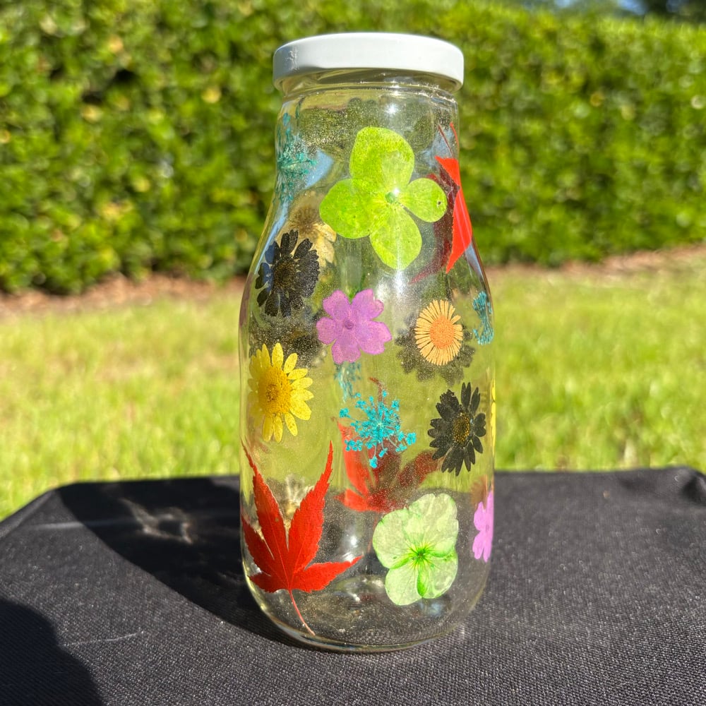 Image of rainbow floral milk jug