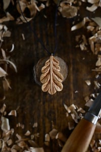 Image 4 of     Oak Leaf Pendant Necklace