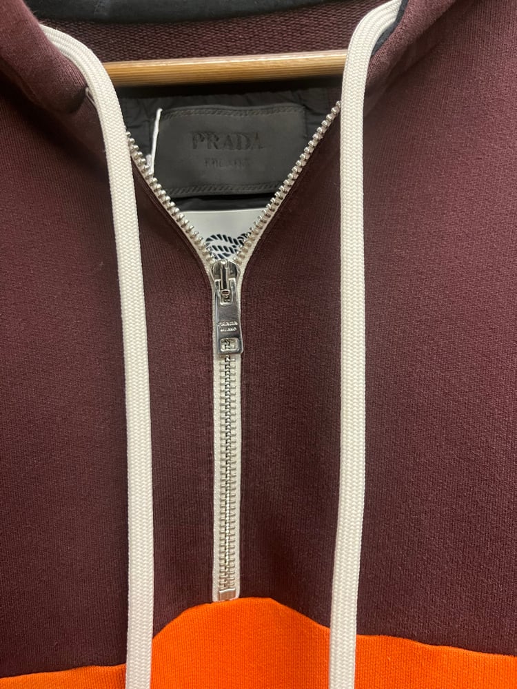 Image of Prada Two Tone Quarter Zip Hoodie