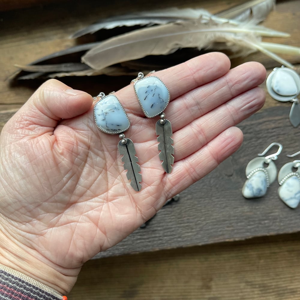 Image of Dendritic Opal Earrings: Feathers