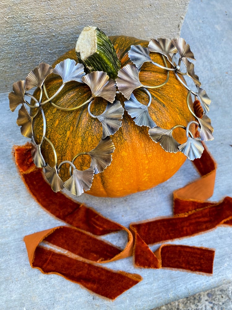 Image of Art Nouveau Ginkgo Brass Sterling Mask