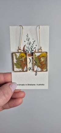 Image 1 of Rustic Pressed Flower Resin Earrings  