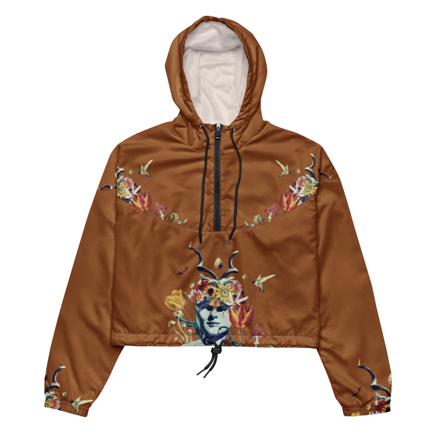 Image of She Dwells in the Garden of Earthy Delights - Women’s Cropped Windbreaker