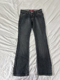 Image 3 of 00s Black washed flared jeans // 36