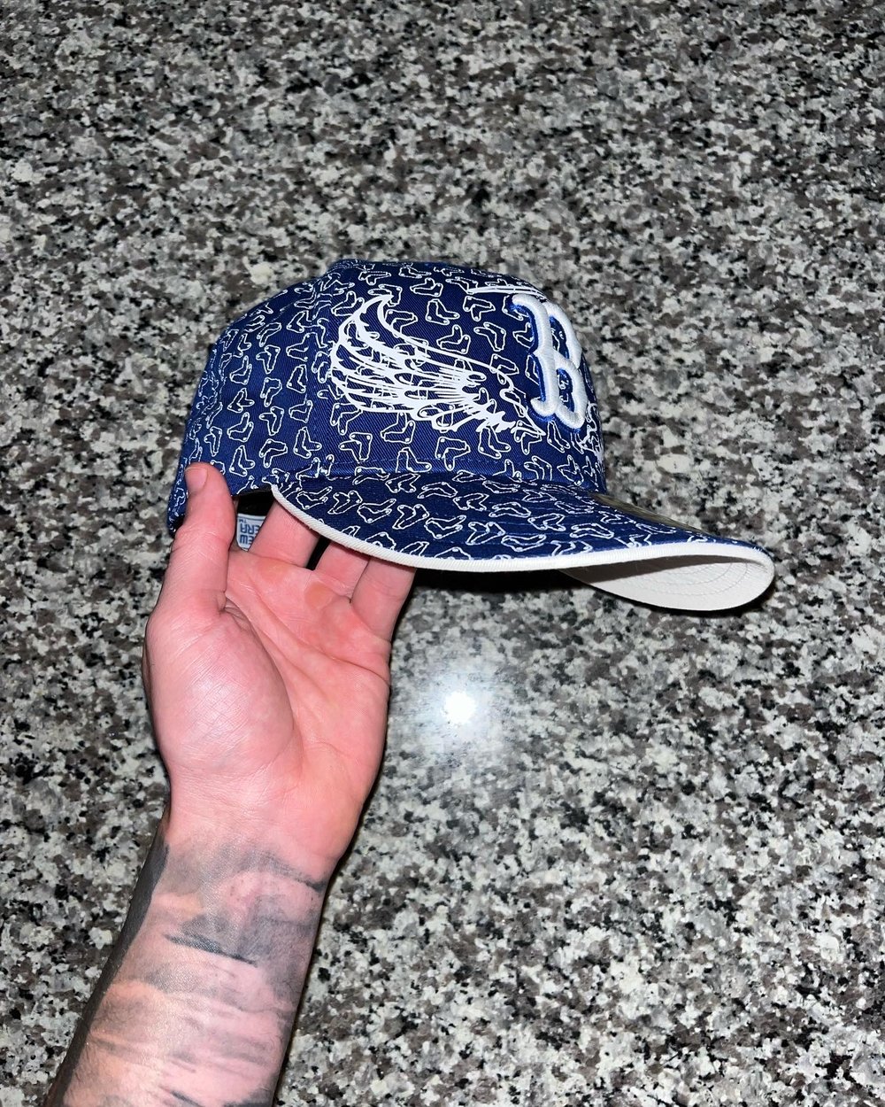 Image of ROYAL BLUE BOSTON RED SOX ALL OVER CUSTOM FITTED CAP