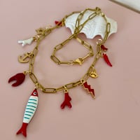 Image 3 of Ocean Theme 1 - Gold Paperclip Charm Necklace