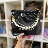 Image 2 of BLACK CINCH BAG WITH CHARMS