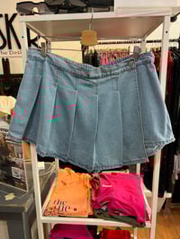 Image 1 of denim pleated skorts