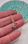 Squiggly Heart with Turquoise Gemstone 