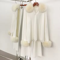 white fox fur collar and cuff lux loungewear set