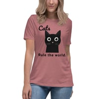 Image 4 of Women's Relaxed T-Shirt, Cats Rule the World T-Shirt | Cute Black Cat Funny Graphic Tee