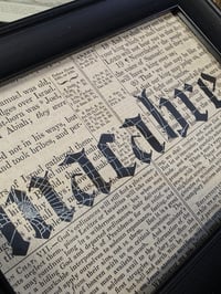 Image 2 of "MACABRE" 1800's bible page with preserved spider web