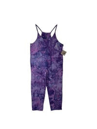 Image 2 of S/M Cotton Blend Knit Pocket Jumpsuit in Purple Haze Ice Dye