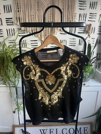 Image 1 of vintage custom black blend gold top