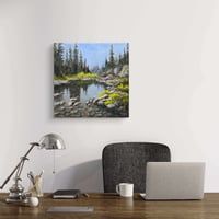 Image 3 of <h2>High Mountain Water Break </h2> <br />Original Artwork <br />12 x 12 <br />Oil on Panel