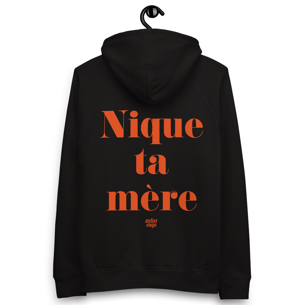 "TA MÈRE" 300 G/M² BLACK UNISEX HOODIE