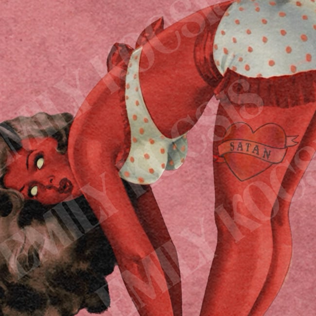 Retro Art Print // ‘Hells Sweetheart’ 1940s 1950s Retro Devil Pinup