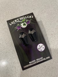 Image 5 of Select Small Bat Coffin Earrings 