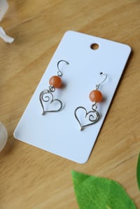 Image 4 of Sterling Silver + Crystal Heart Earrings (2 pairs available)