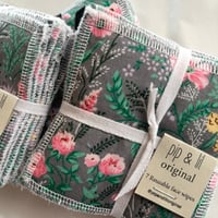 Image 2 of Grey Flowers single Print Reusable Face Wipes 7 set