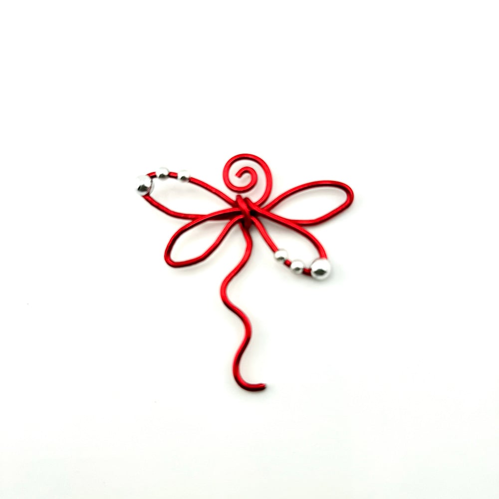 Image of Ruby Dragonfly Wire Pendant 